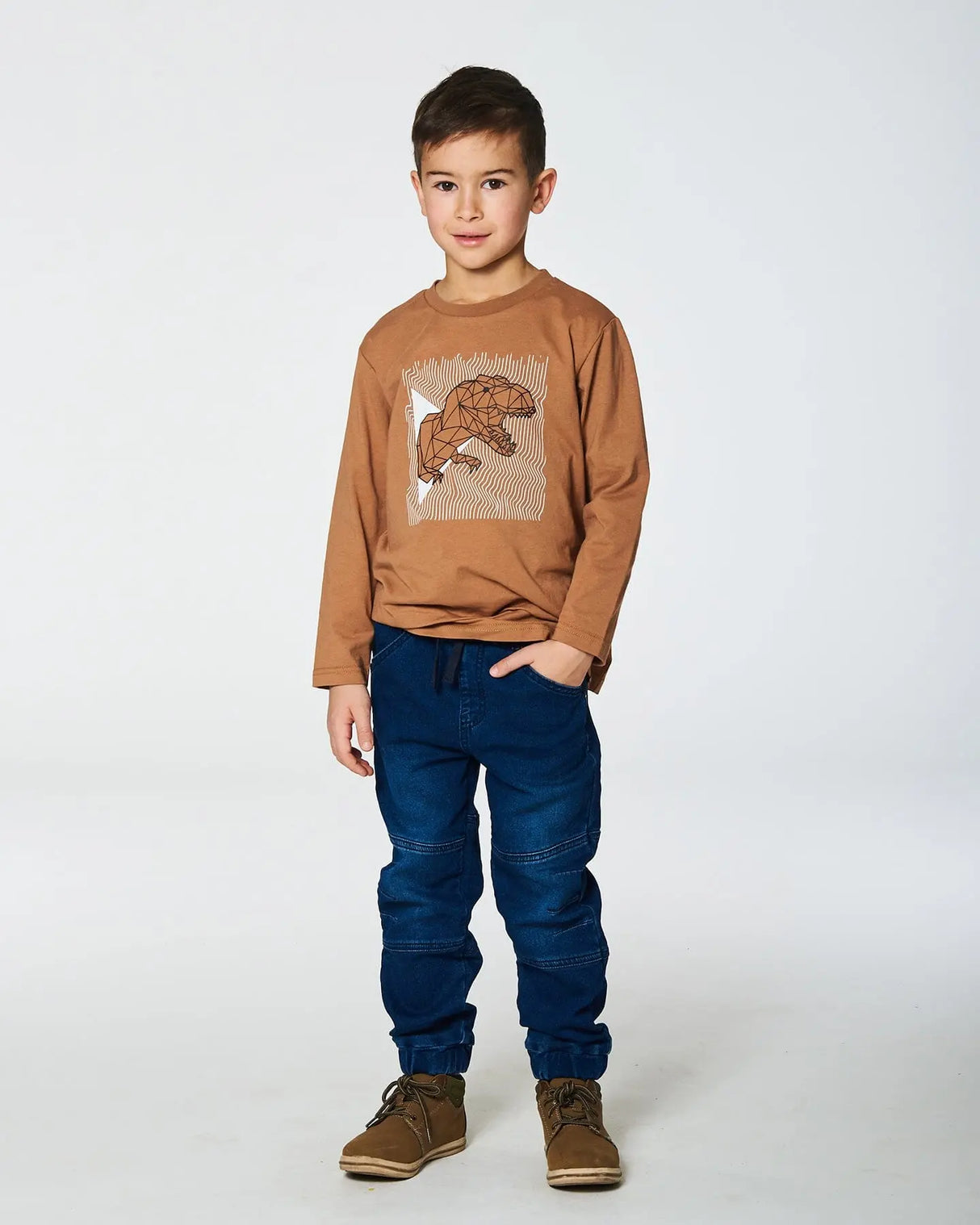 Long-Sleeve T-Shirt With Print Caramel | Deux par Deux | Jenni Kidz