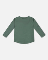 Long Sleeve T-Shirt With Print Forest Green | Deux par Deux | Jenni Kidz