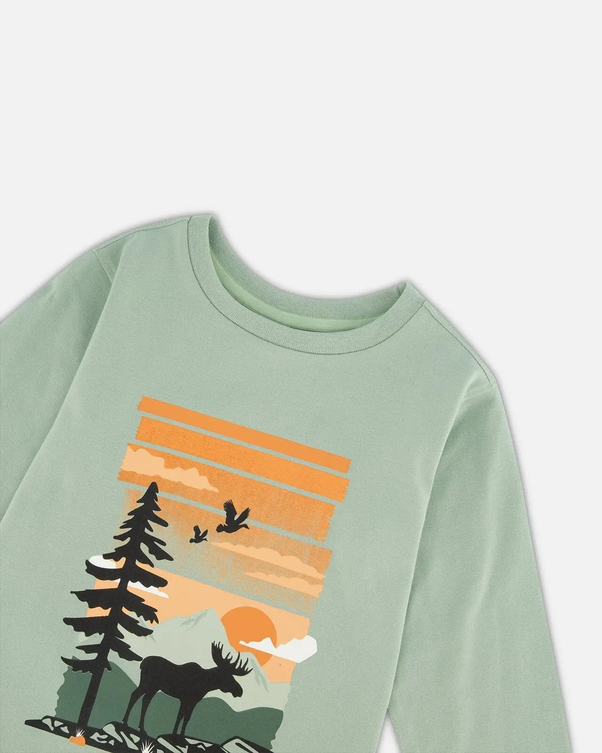 Long Sleeve T-Shirt With Print Sage | Deux par Deux | Jenni Kidz