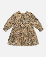 Long Sleeve Viscose Dress With Frill Printed Leopard | Deux par Deux | Jenni Kidz