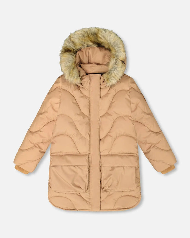 Long Wavy Quilt Puffy Coat Chanterelle | Deux par Deux | Jenni Kidz