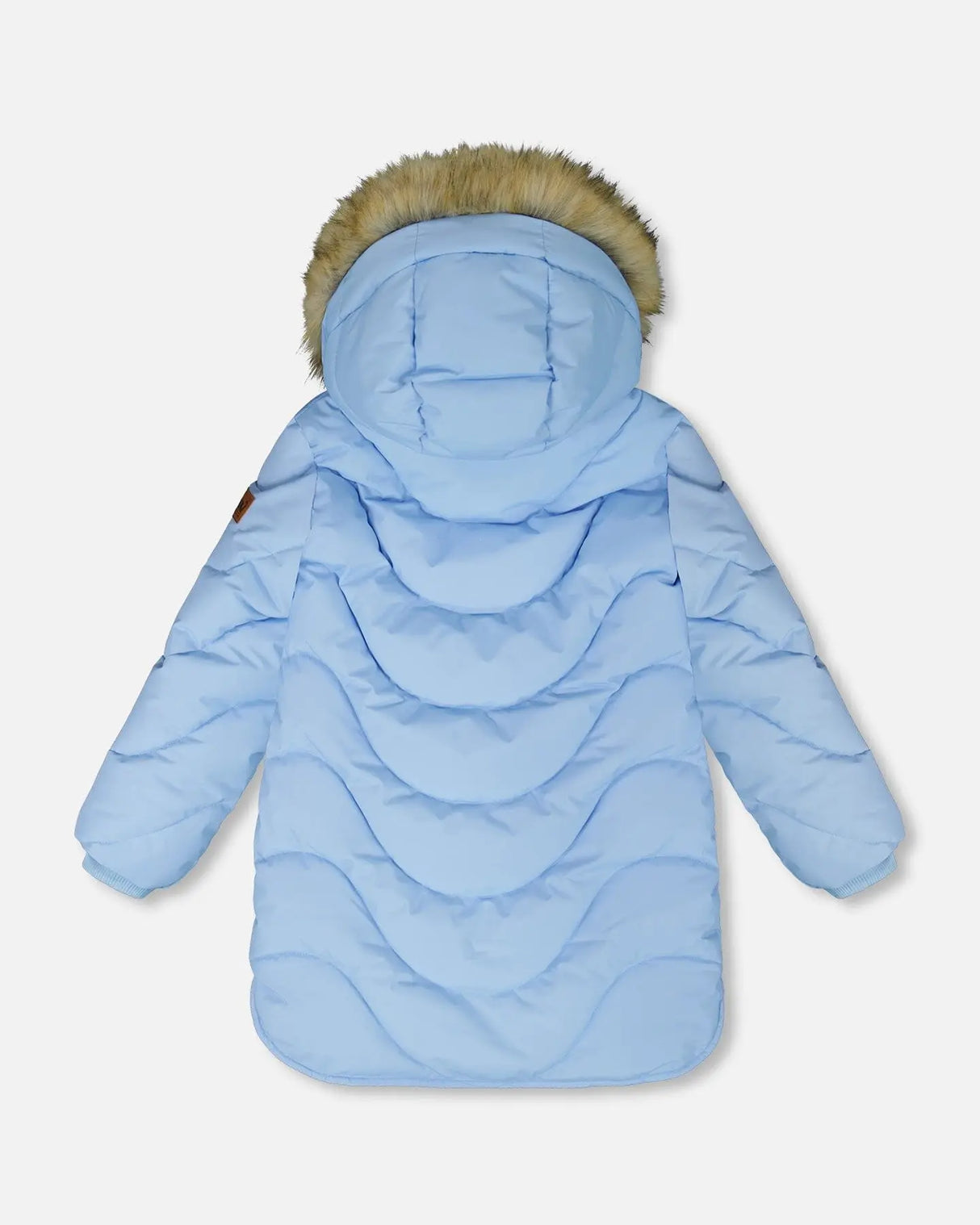 Long Wavy Quilt Puffy Coat Powder Blue | Deux par Deux | Jenni Kidz
