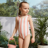 Coral Striped Swimsuit | Petit Lem