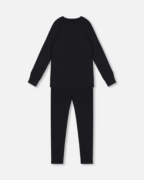 Merino Wool Base Layer Set Black | Deux par Deux | Jenni Kidz