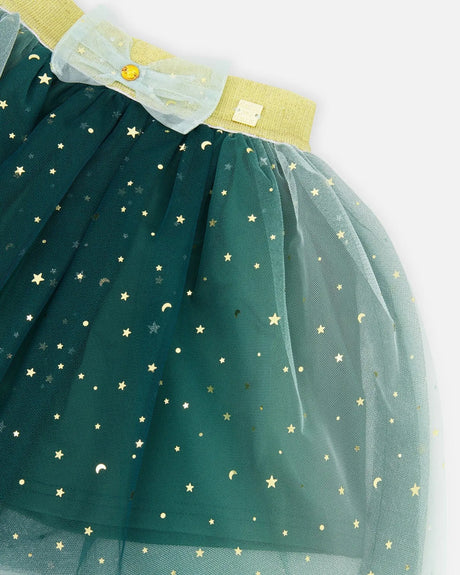 Mesh Skirt With Bow Forest Green | Deux par Deux | Jenni Kidz