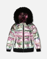 Metallic Puffy Coat Black And Multicolor | Deux par Deux | Jenni Kidz