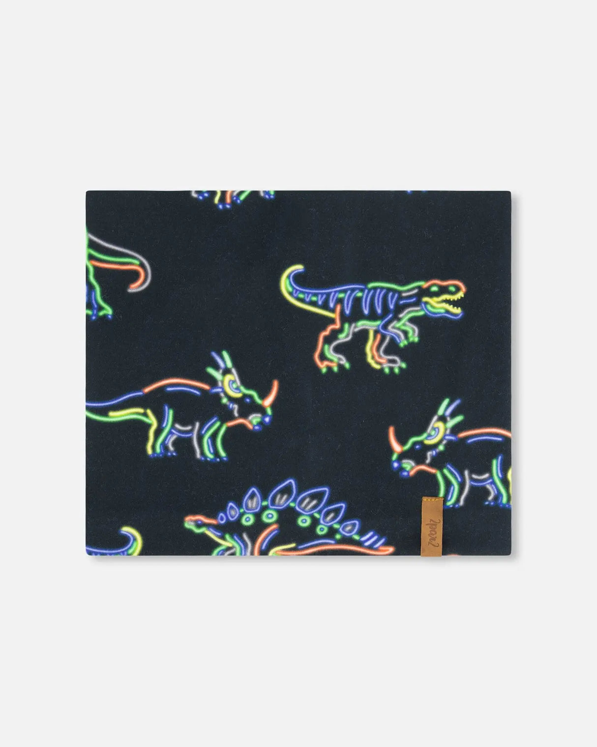 Mid-Season Jersey Neckwarmer Black Printed Neon Dino | Deux par Deux | Jenni Kidz