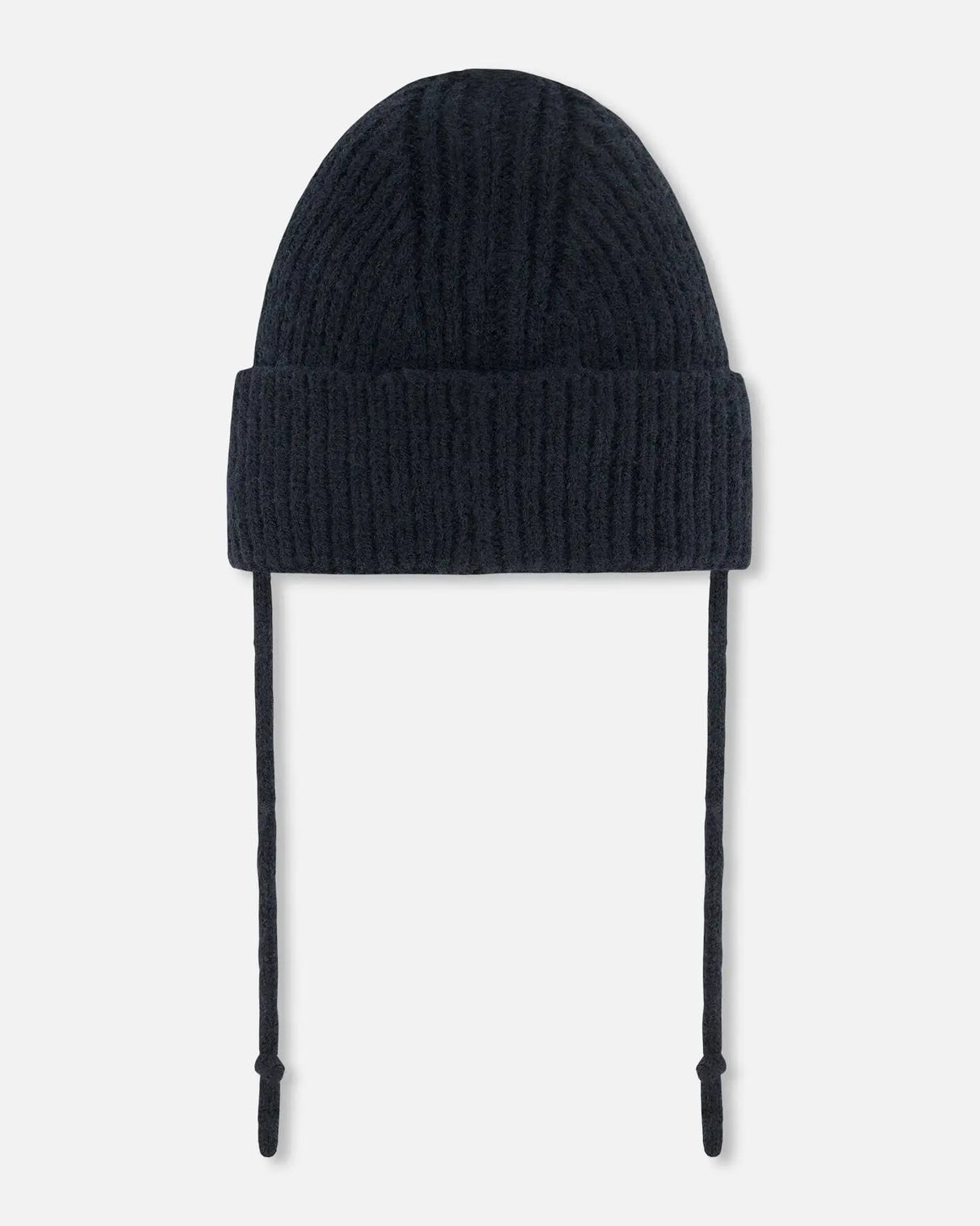 Mid-Season Knit Hat With Strings Black | Deux par Deux | Jenni Kidz