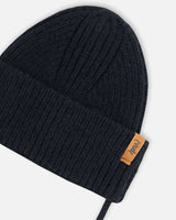 Mid-Season Knit Hat With Strings Black | Deux par Deux | Jenni Kidz