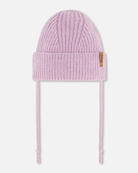 Mid-Season Knit Hat With Strings Lilac | Deux par Deux | Jenni Kidz