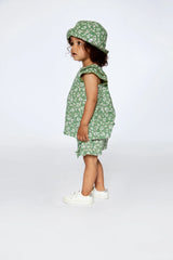 Muslin Bucket Hat Green Jasmine Flower Print | Deux par Deux | Jenni Kidz