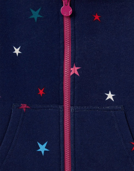 Navy & Pink Star Braelyn Zip-Up Hoodie | Joules | Joules | Jenni Kidz