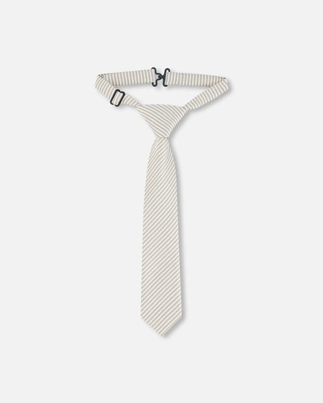 Neck Tie Light Taupe Striped | Deux par Deux | Jenni Kidz