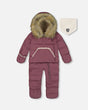 One Piece Baby Hooded Snowsuit Dark Purple Designed For Car Seat | Deux par Deux | Jenni Kidz