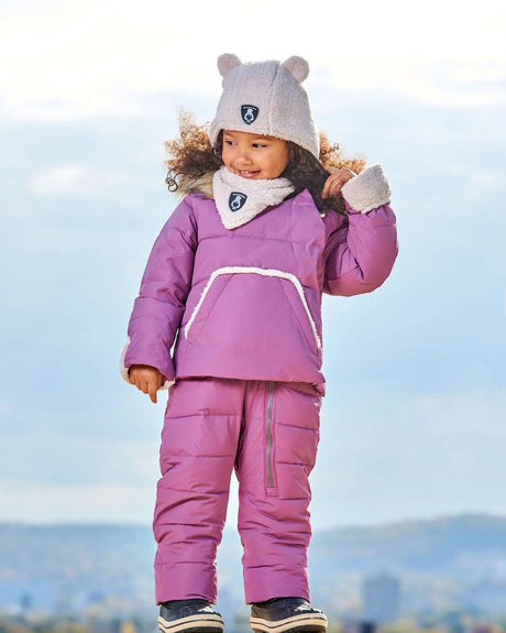 One Piece Baby Hooded Snowsuit Dark Purple Designed For Car Seat | Deux par Deux | Jenni Kidz