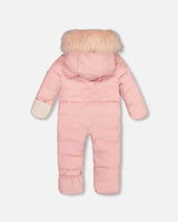 One Piece Baby Hooded Snowsuit Pink Designed For Car Seat | Deux par Deux | Jenni Kidz