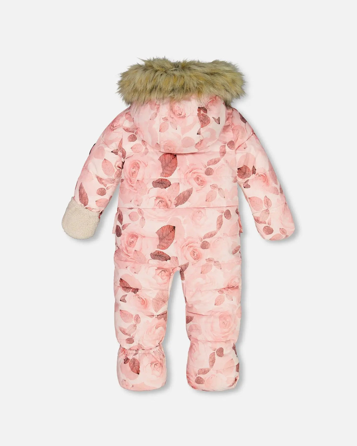 One Piece Baby Hooded Snowsuit Printed Roses Designed For Car Seat | Deux par Deux | Jenni Kidz