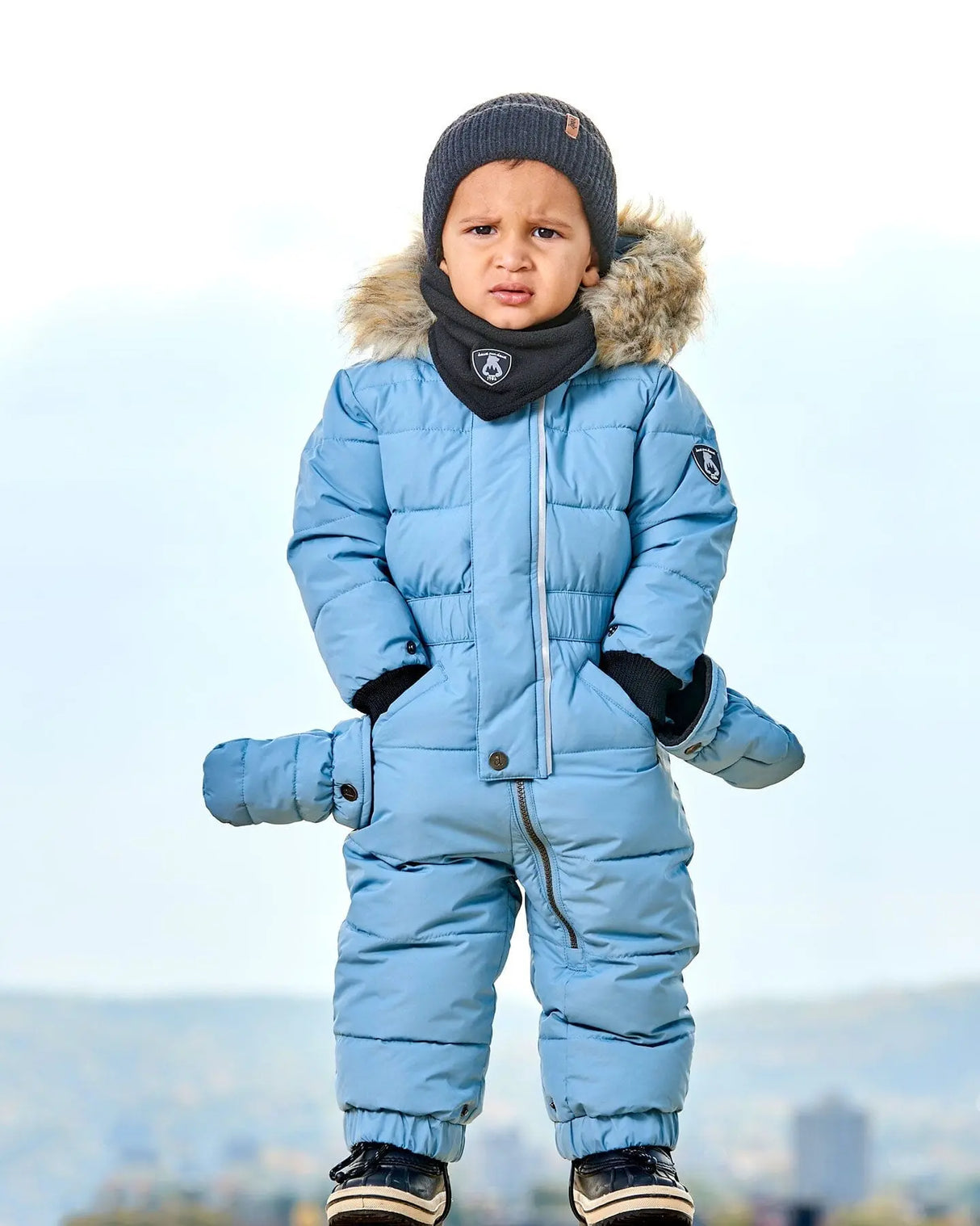 One Piece Baby Snowsuit Ash Blue | Deux par Deux | Jenni Kidz