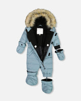 One Piece Baby Snowsuit Ash Blue | Deux par Deux | Jenni Kidz