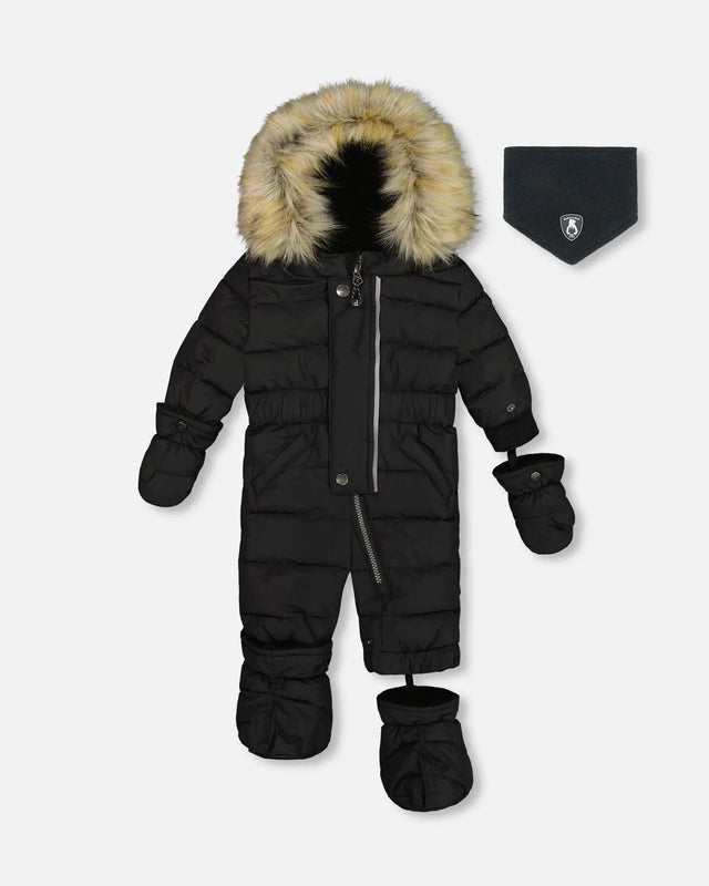 One Piece Baby Snowsuit Black | Deux par Deux | Jenni Kidz