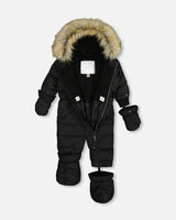 One Piece Baby Snowsuit Black | Deux par Deux | Jenni Kidz