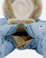 One Piece Baby Snowsuit Blue Bears Designed For Car Seat | Deux par Deux | Jenni Kidz