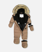 One Piece Baby Snowsuit Coffee | Deux par Deux | Jenni Kidz