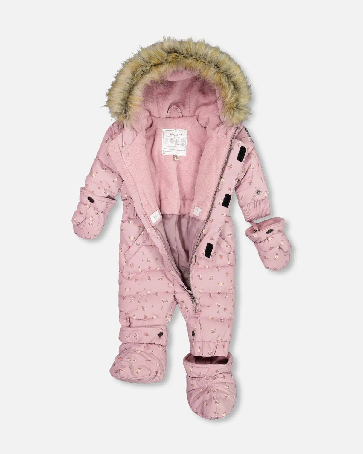 One Piece Baby Snowsuit Rose Printed Mini Flowers | Deux par Deux | Jenni Kidz