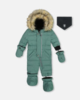 One Piece Baby Snowsuit Silver Pine | Deux par Deux | Jenni Kidz