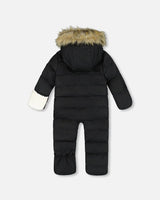 One-Piece Baby Snug Snowsuit Designed For Car Seat Black | Deux par Deux | Jenni Kidz