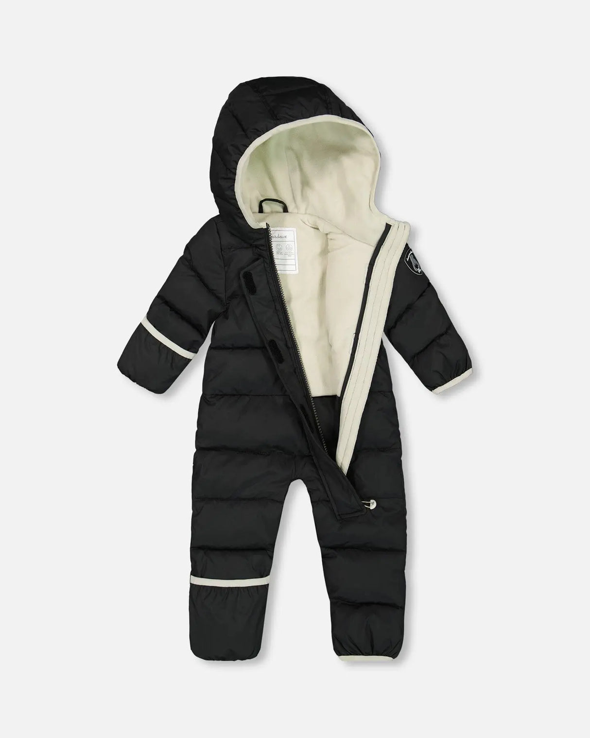 One-Piece Compressible Snowsuit Black For Baby Designed For Car Seat | Deux par Deux | Jenni Kidz