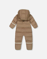 One-Piece Compressible Snowsuit Coffee For Baby Designed For Car Seat | Deux par Deux | Jenni Kidz