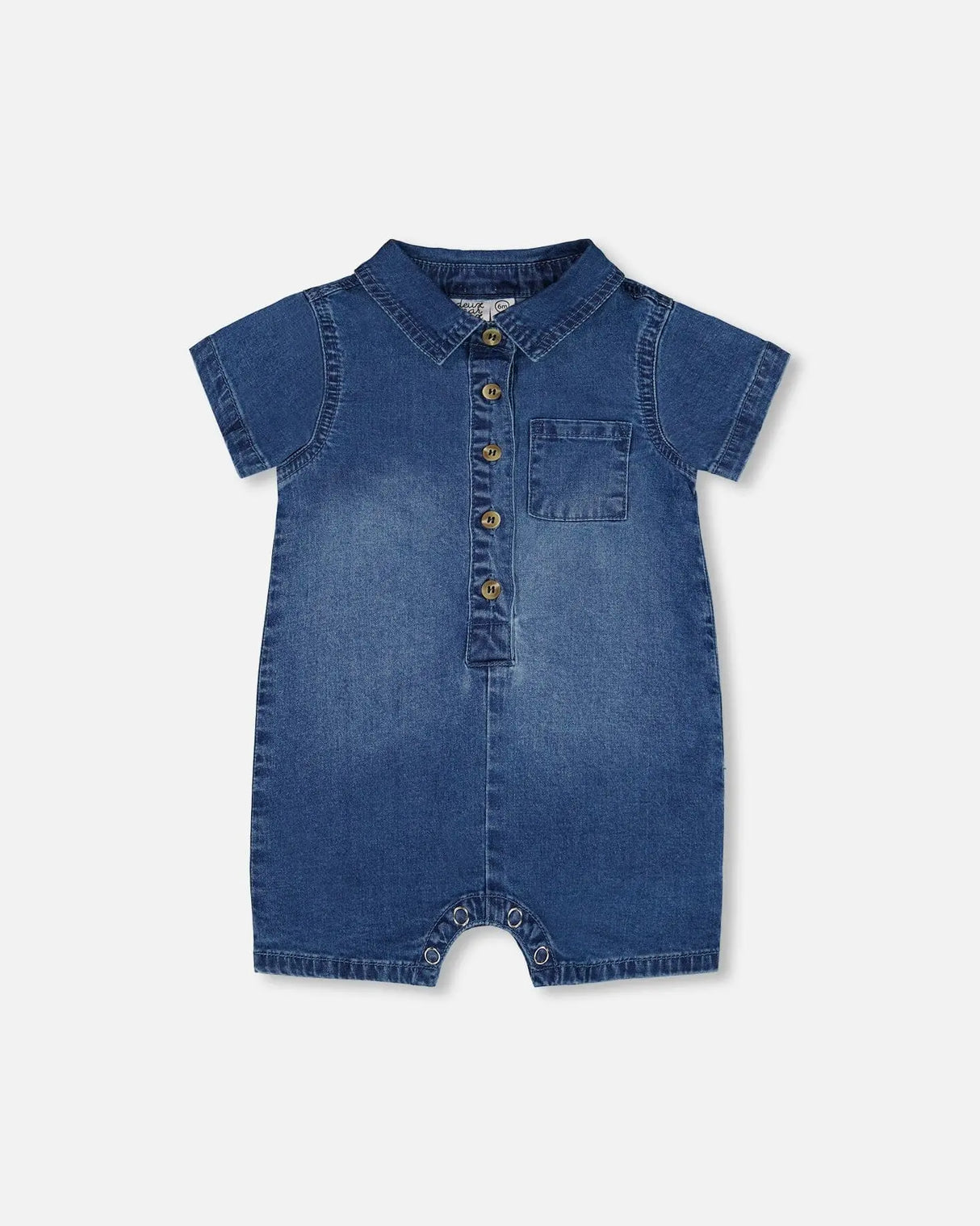 One-Piece Denim Romper Dark Denim Blue | Deux par Deux | Jenni Kidz