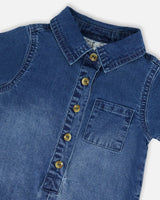 One-Piece Denim Romper Dark Denim Blue | Deux par Deux | Jenni Kidz