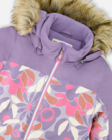 One-Piece Discover Snowsuit Lilac Retro Flower Print | Deux par Deux | Jenni Kidz
