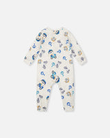 One-Piece Organic Cotton Pajama Beige Monkey Print | Deux par Deux | Jenni Kidz