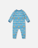One-Piece Organic Cotton Pajama Blue Dog Print | Deux par Deux | Jenni Kidz