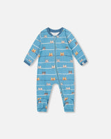 One-Piece Organic Cotton Pajama Blue Dog Print | Deux par Deux | Jenni Kidz