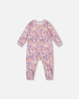 One-Piece Organic Cotton Pajama Lilac Cat Print | Deux par Deux | Jenni Kidz