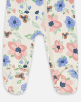 One-Piece Organic Cotton Pajama Off-White Flower Print | Deux par Deux | Jenni Kidz