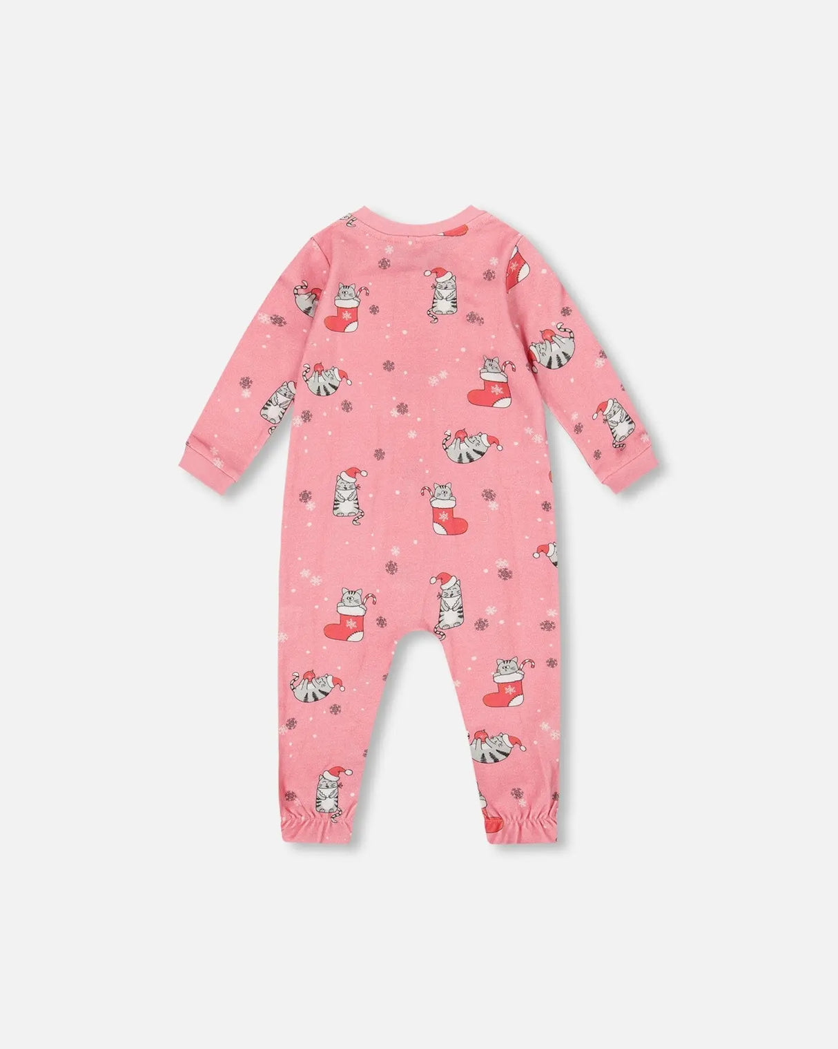One-Piece Organic Cotton Pajama Pink Cat Print | Deux par Deux | Jenni Kidz