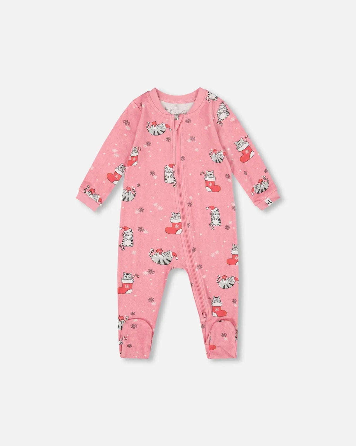 One-Piece Organic Cotton Pajama Pink Cat Print | Deux par Deux | Jenni Kidz