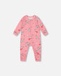 One-Piece Organic Cotton Pajama Pink Cat Print | Deux par Deux | Jenni Kidz