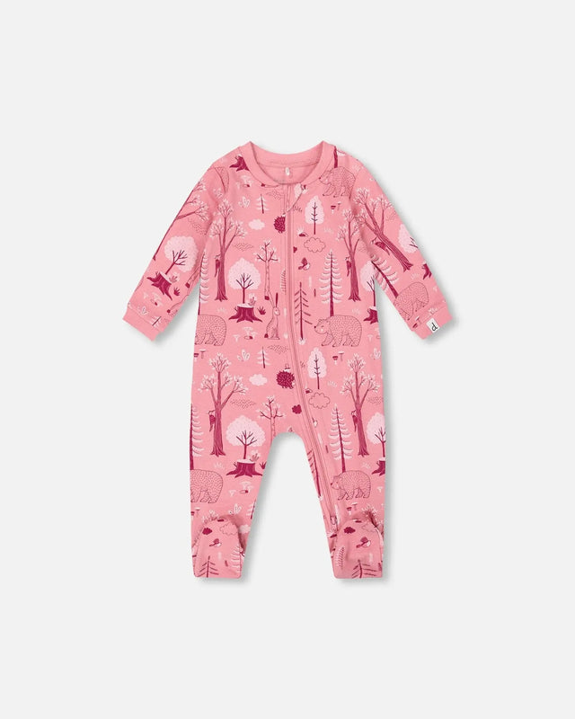 One-Piece Organic Cotton Pajama Pink Forest | Deux par Deux | Jenni Kidz