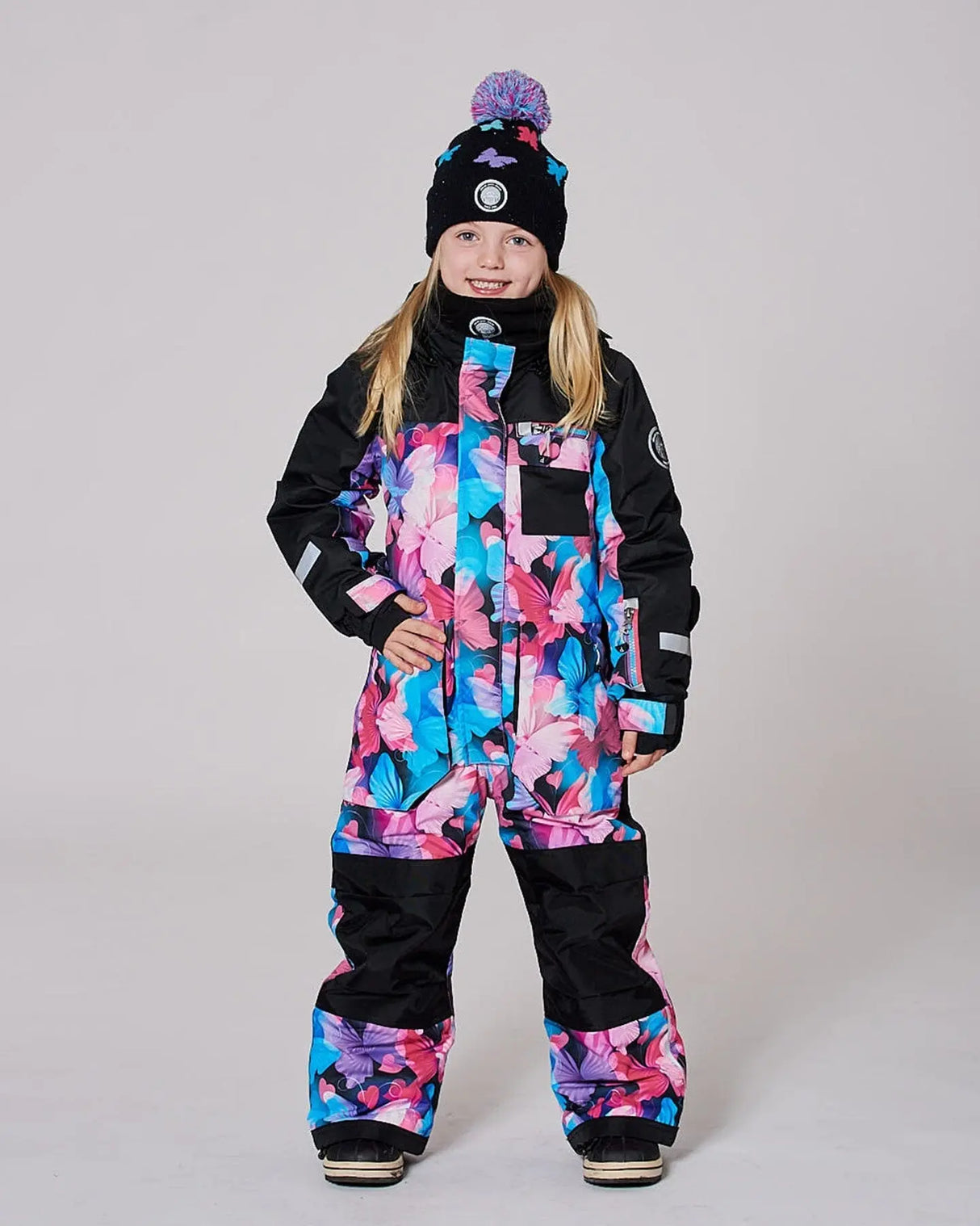 One-Piece Play Snowsuit Black Butterfly Print | Deux par Deux | Jenni Kidz