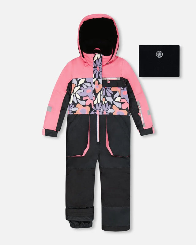 One-Piece Play Snowsuit Black Retro Flower Print | Deux par Deux | Jenni Kidz
