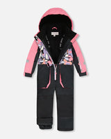 One-Piece Play Snowsuit Black Retro Flower Print | Deux par Deux | Jenni Kidz