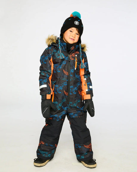 One-Piece Play Snowsuit Robot Dinosaur Print | Deux par Deux | Jenni Kidz