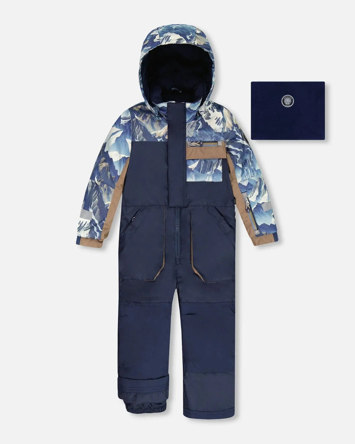 One-Piece Play Snowsuit With Mountains Print Navy Blue | Deux par Deux | Jenni Kidz