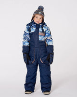 One-Piece Play Snowsuit With Mountains Print Navy Blue | Deux par Deux | Jenni Kidz